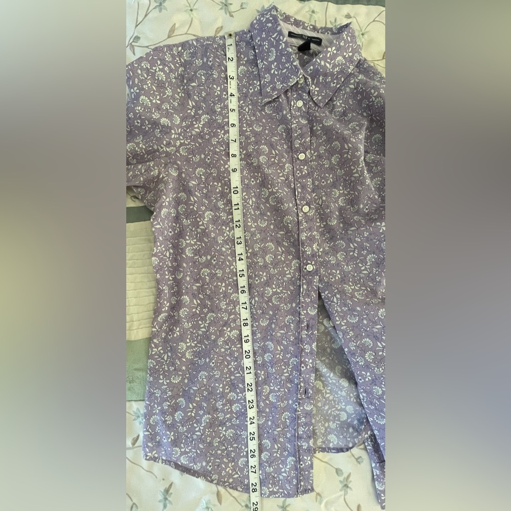 Gap Long Sleeve White and Purple Flower Print Dress Shirt Size 12 EUC - Picture 6 of 8